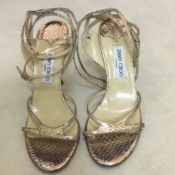 Jimmy Choo Metalic Snake Embossed Stilettos - Picture 7 of 8